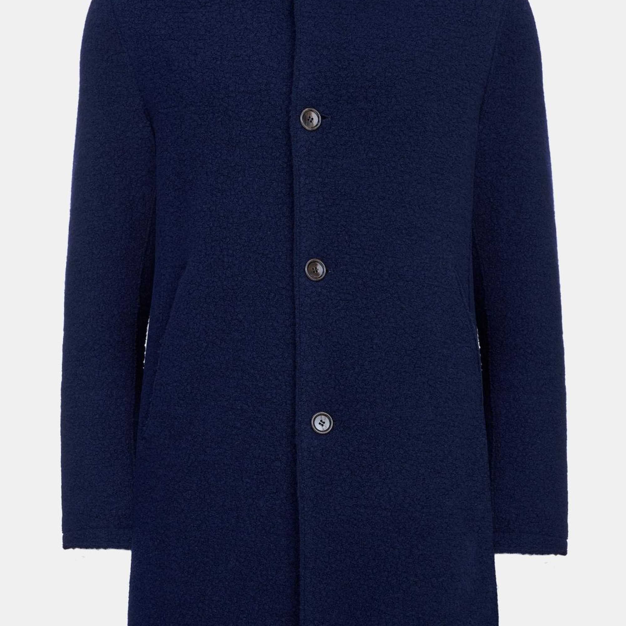 Erkek Lacivert Yün Kaban