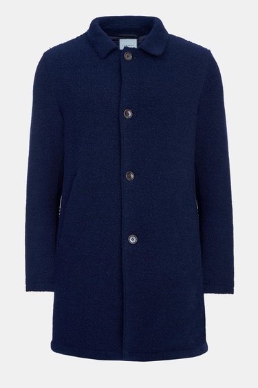  Erkek Lacivert Yün Kaban