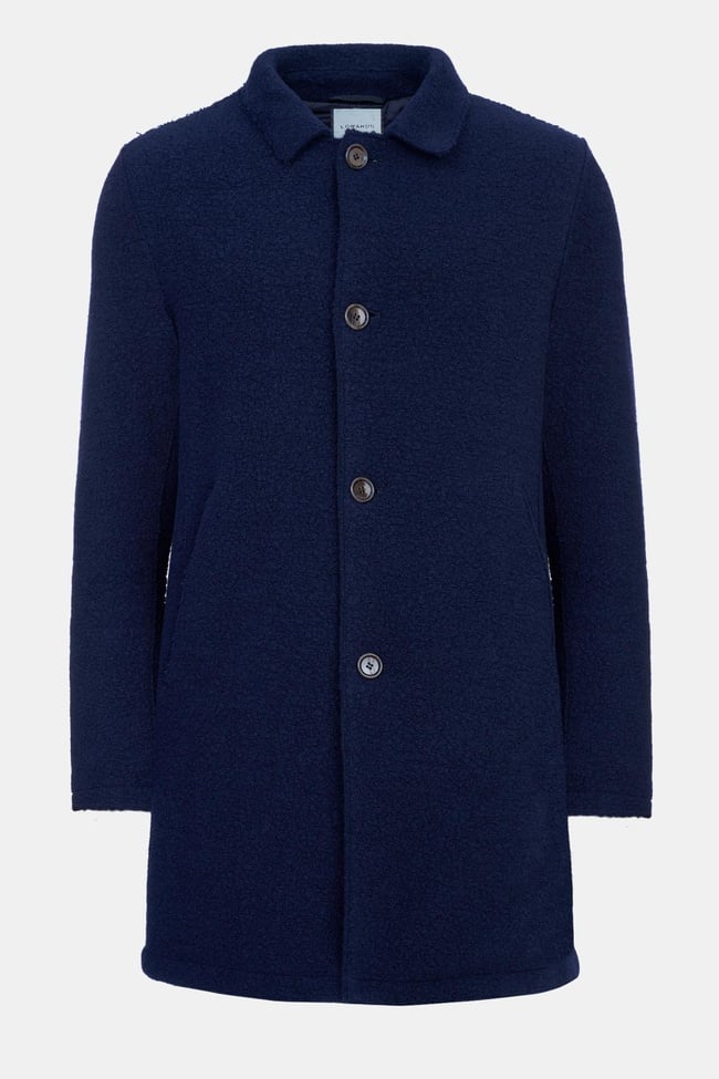  Erkek Lacivert Yün Kaban