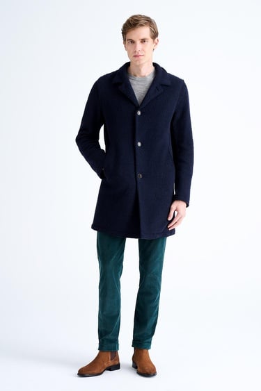  Erkek Lacivert Yün Kaban