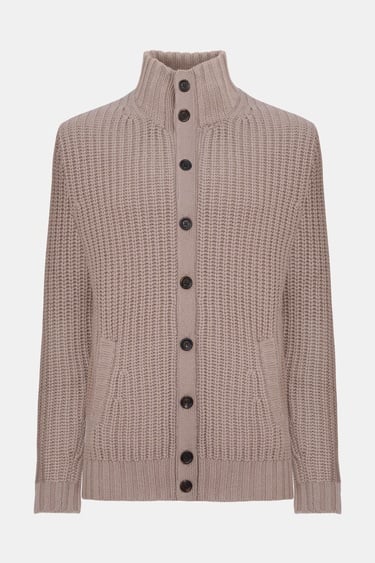  Erkek Gri Düğmeli Kaşmir Hırka