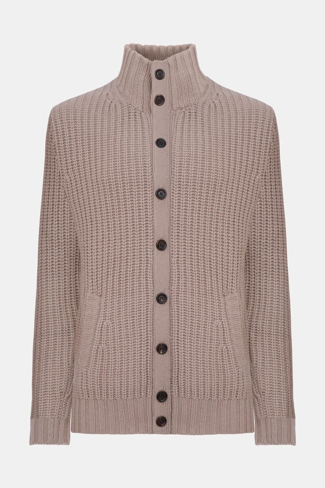  Erkek Gri Düğmeli Kaşmir Hırka