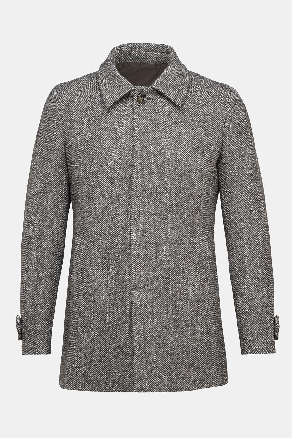  Erkek Kahverengi Yün Palto