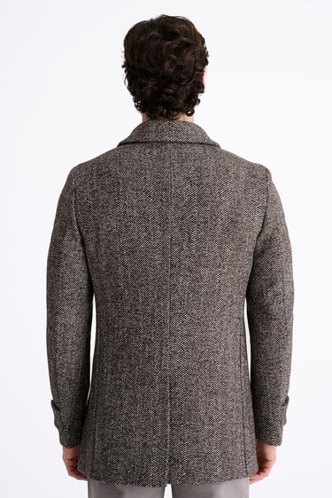  Erkek Kahverengi Yün Palto