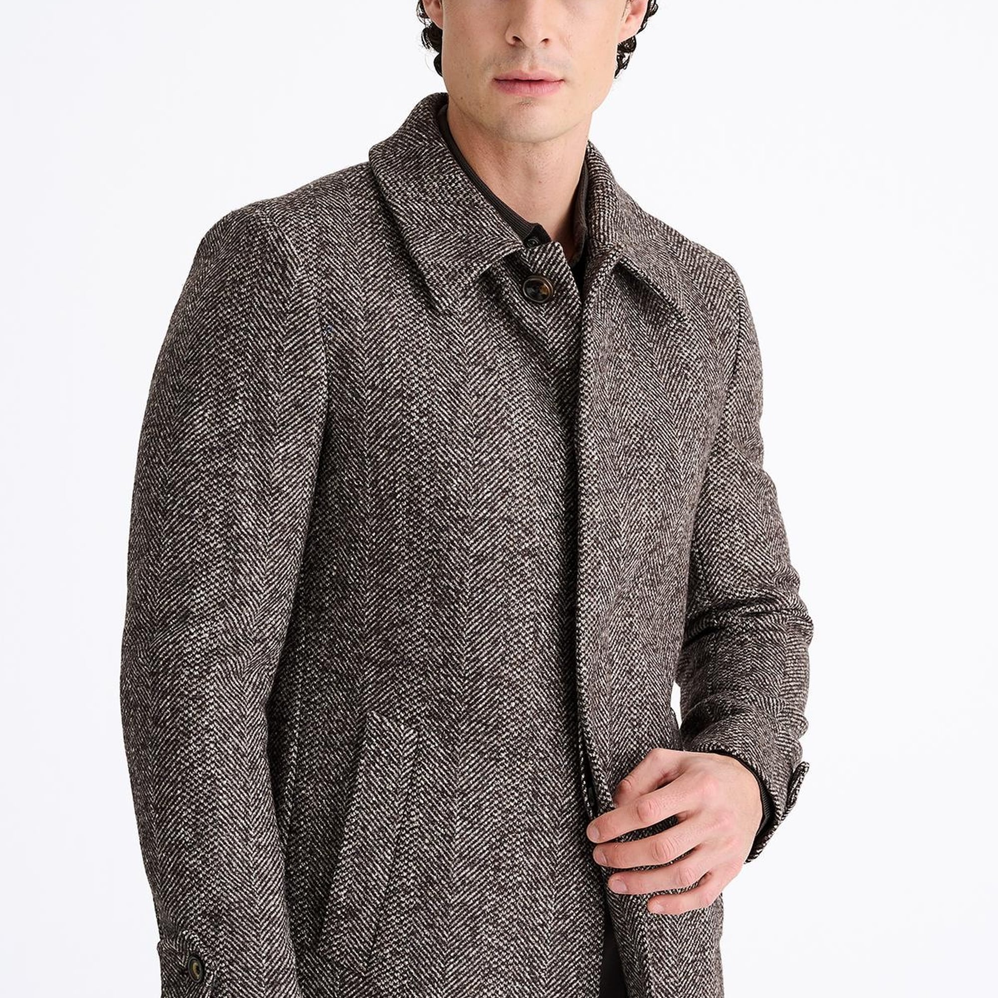 Erkek Kahverengi Yün Palto