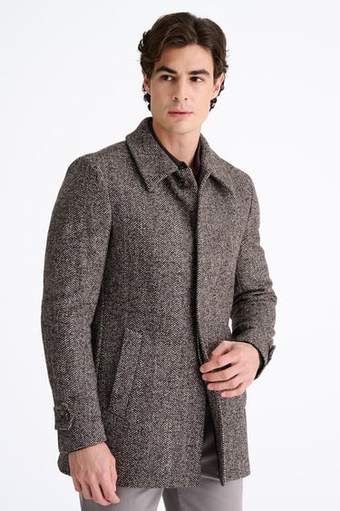  Erkek Kahverengi Yün Palto