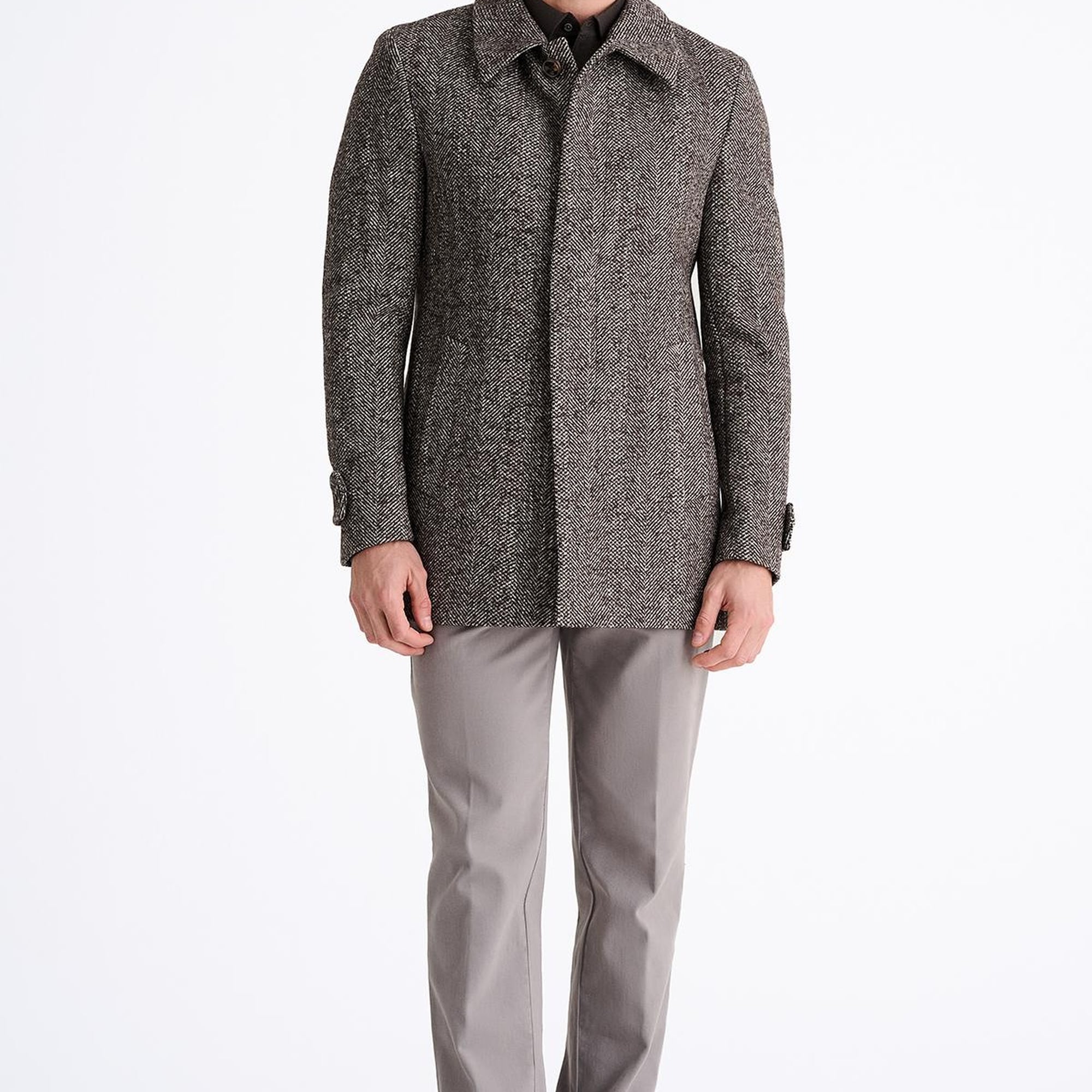 Erkek Kahverengi Yün Palto