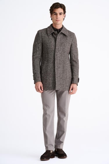  Erkek Kahverengi Yün Palto