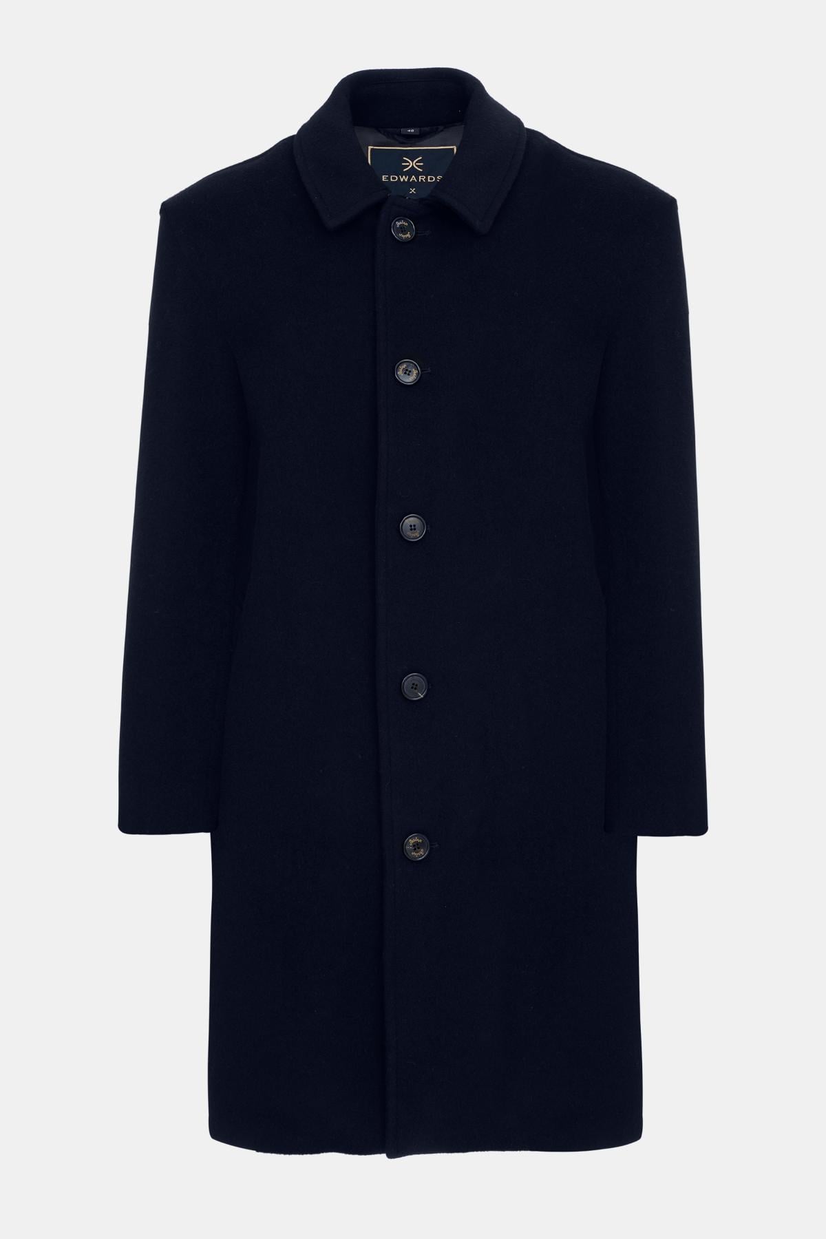  Erkek Siyah Yün Klasik Palto