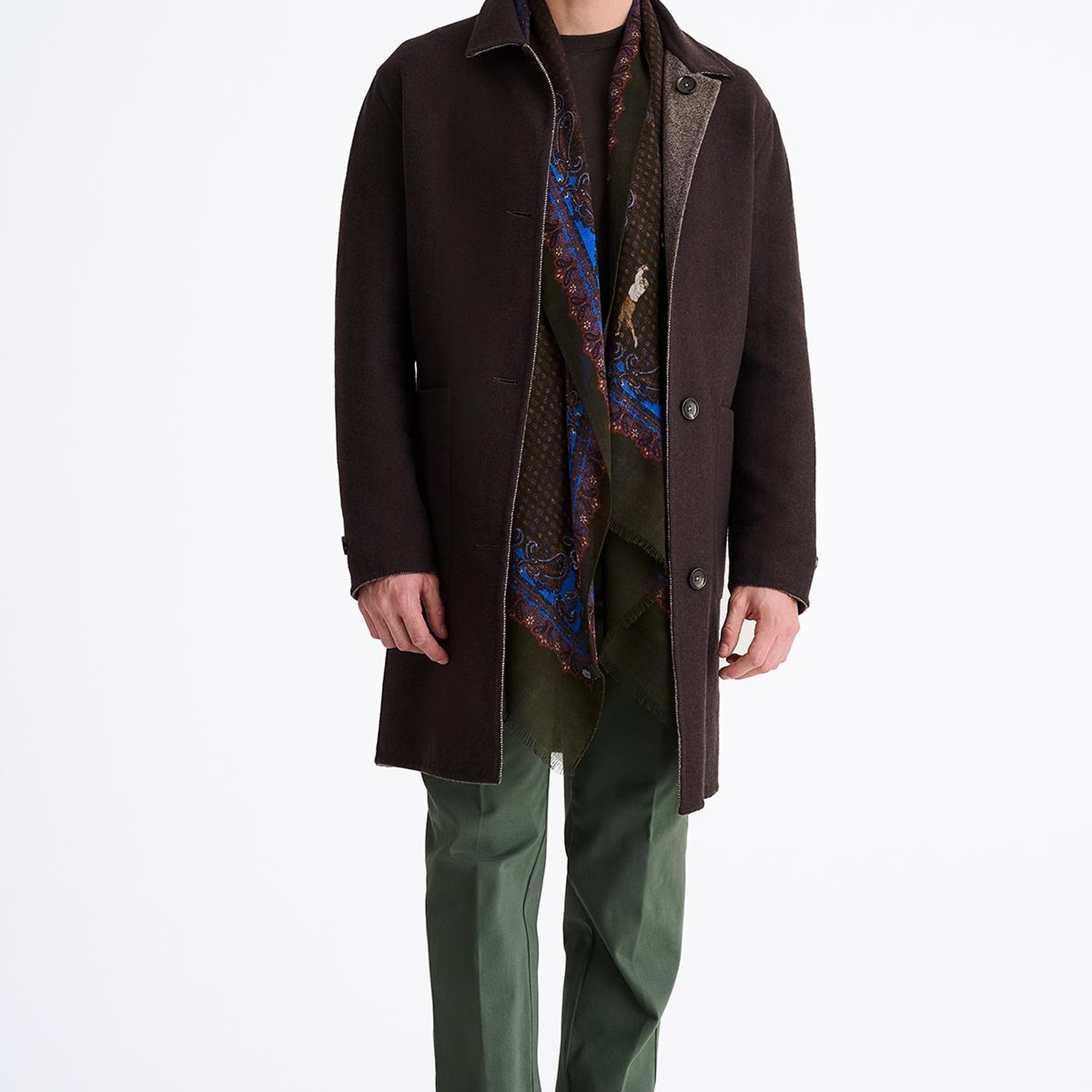 Erkek Kahverengi Yün Çift Taraflı Palto