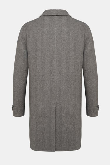  Erkek Kahverengi Yün Çift Taraflı Palto