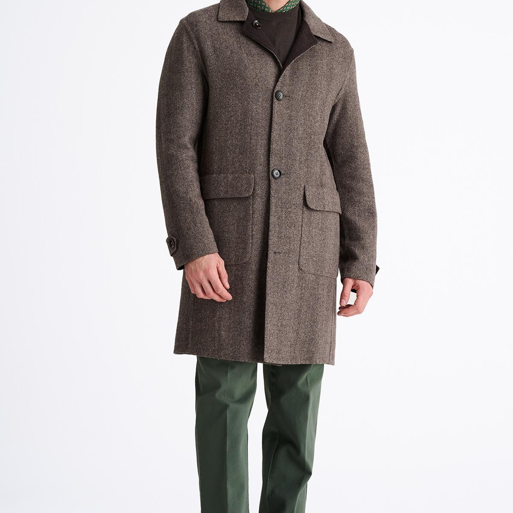 Erkek Kahverengi Yün Çift Taraflı Palto