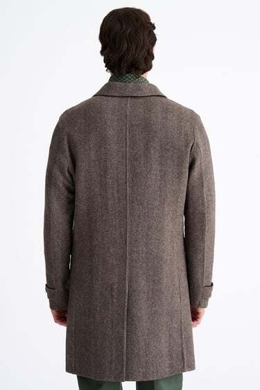  Erkek Kahverengi Yün Çift Taraflı Palto