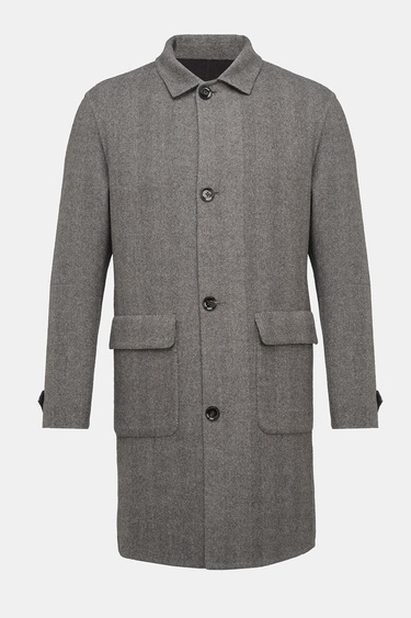  Erkek Kahverengi Yün Çift Taraflı Palto