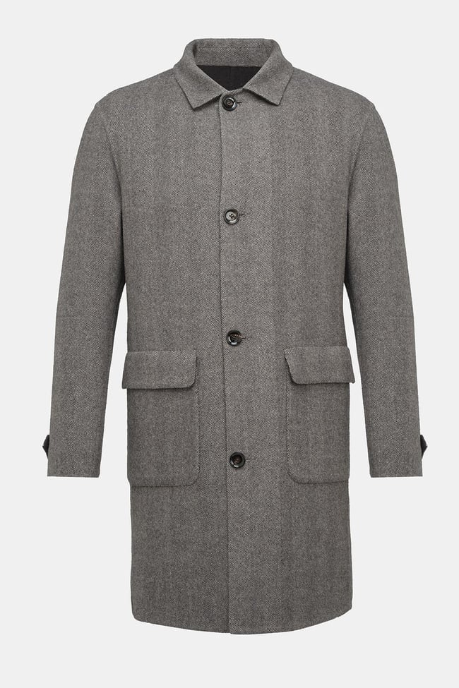  Erkek Kahverengi Yün Çift Taraflı Palto