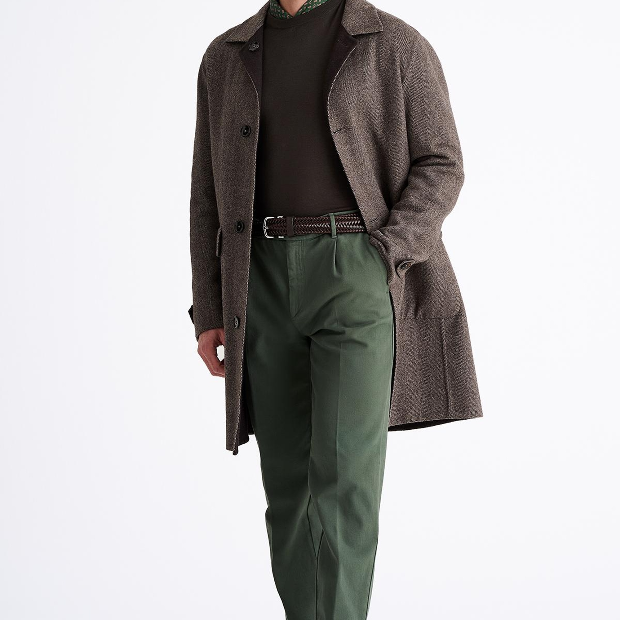 Erkek Kahverengi Yün Çift Taraflı Palto