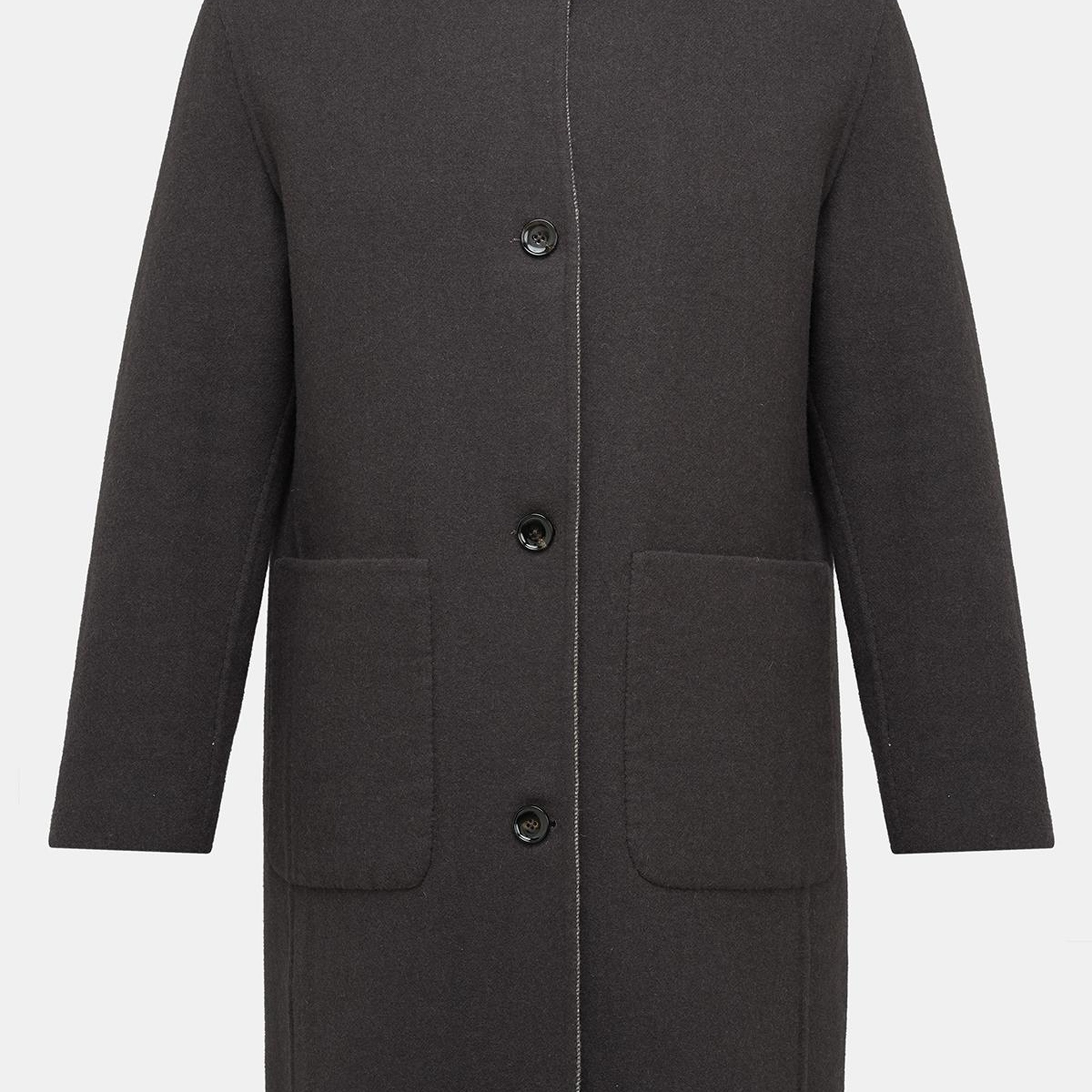 Erkek Kahverengi Yün Çift Taraflı Palto