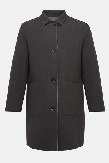  Erkek Kahverengi Yün Çift Taraflı Palto