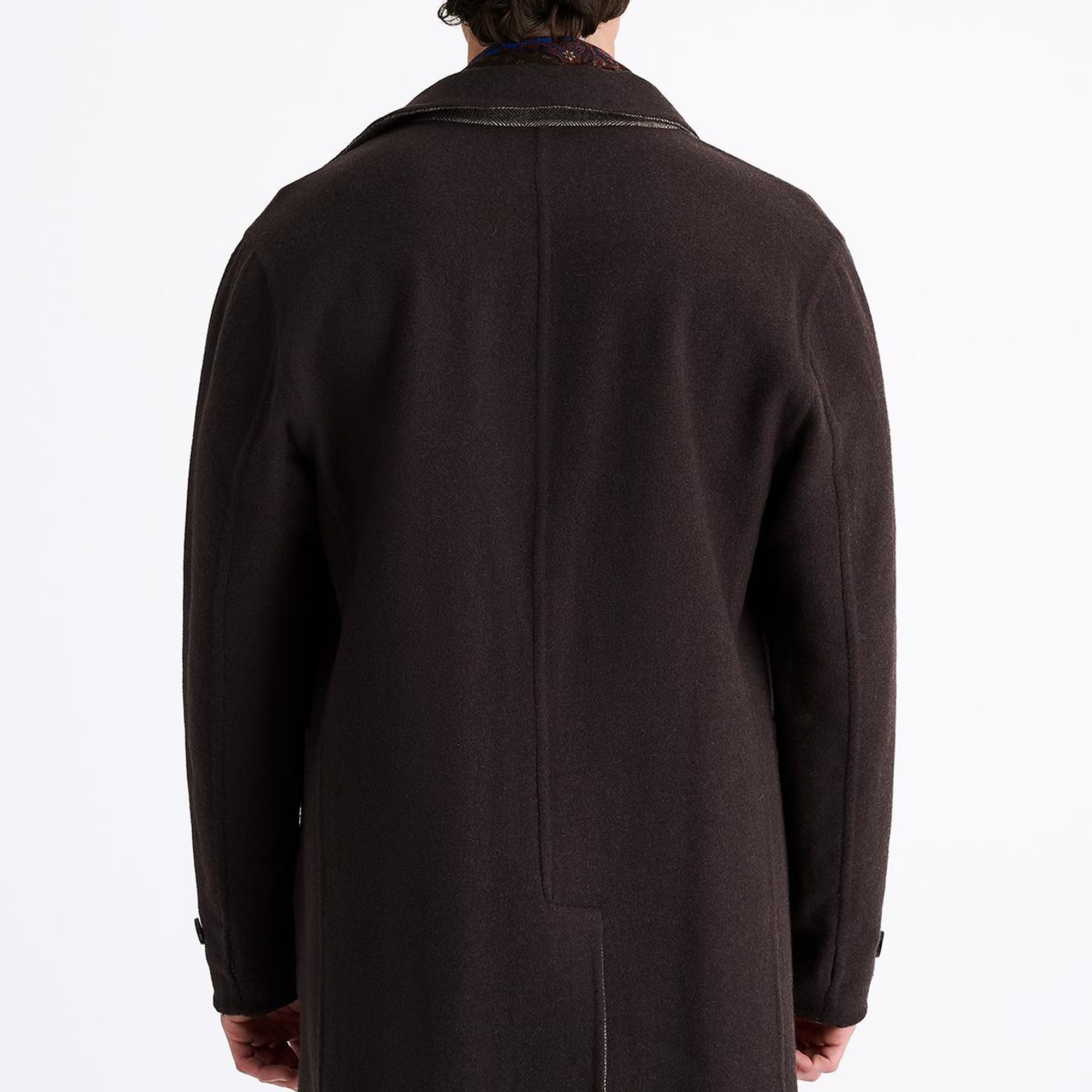 Erkek Kahverengi Yün Çift Taraflı Palto