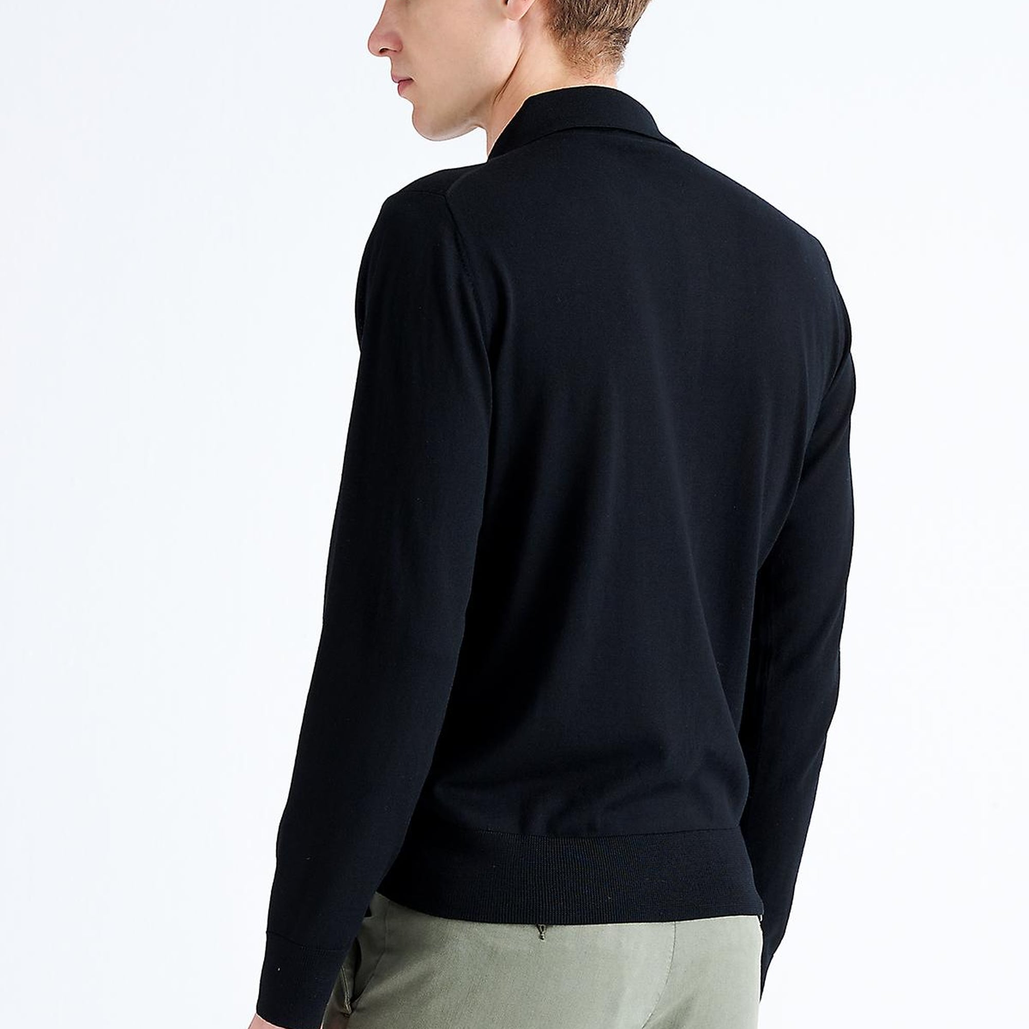 Erkek Siyah Polo Yaka Yün Kazak