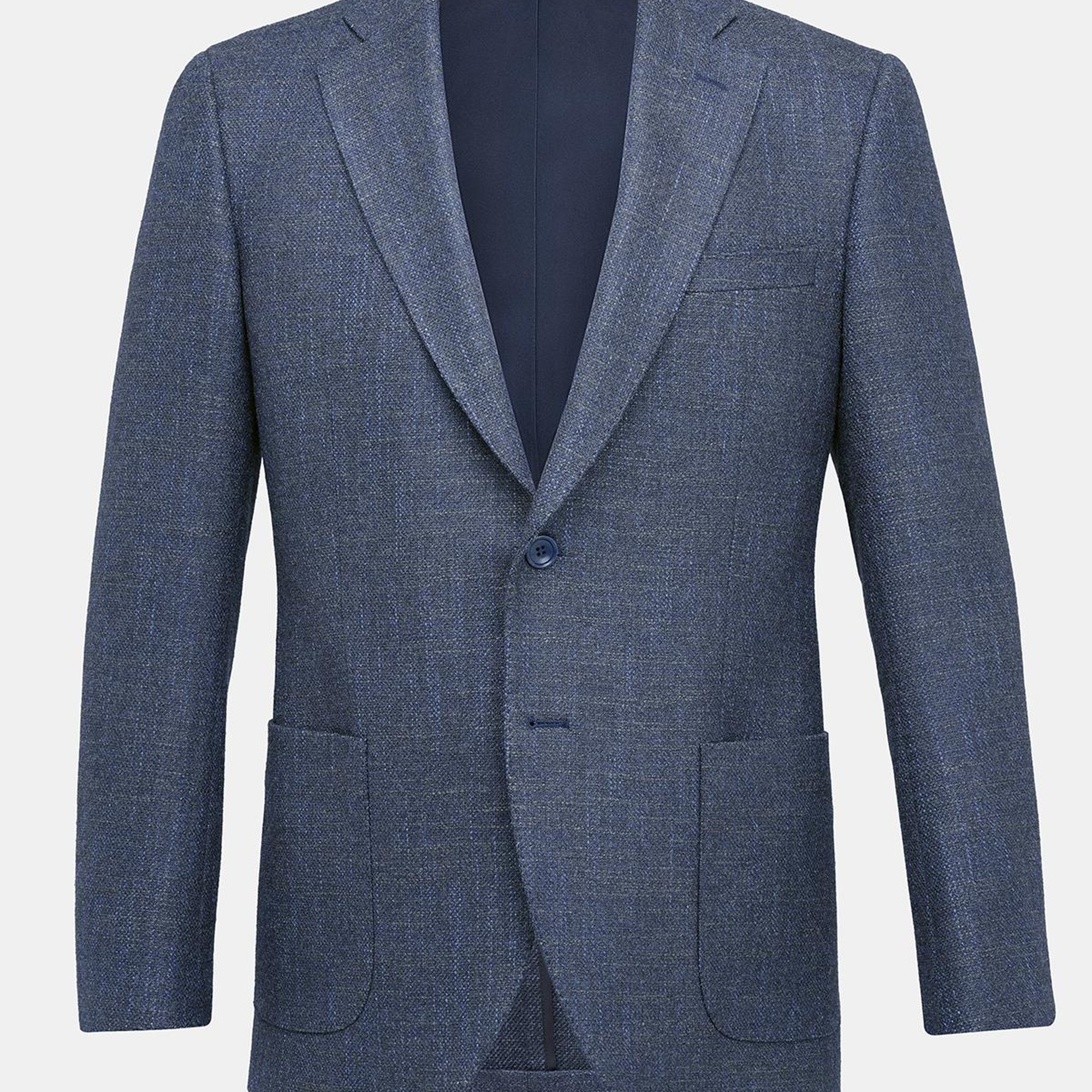 Erkek Lacivert Yün İpek Kaşmir Karışımlı Delfino Spor Ceket