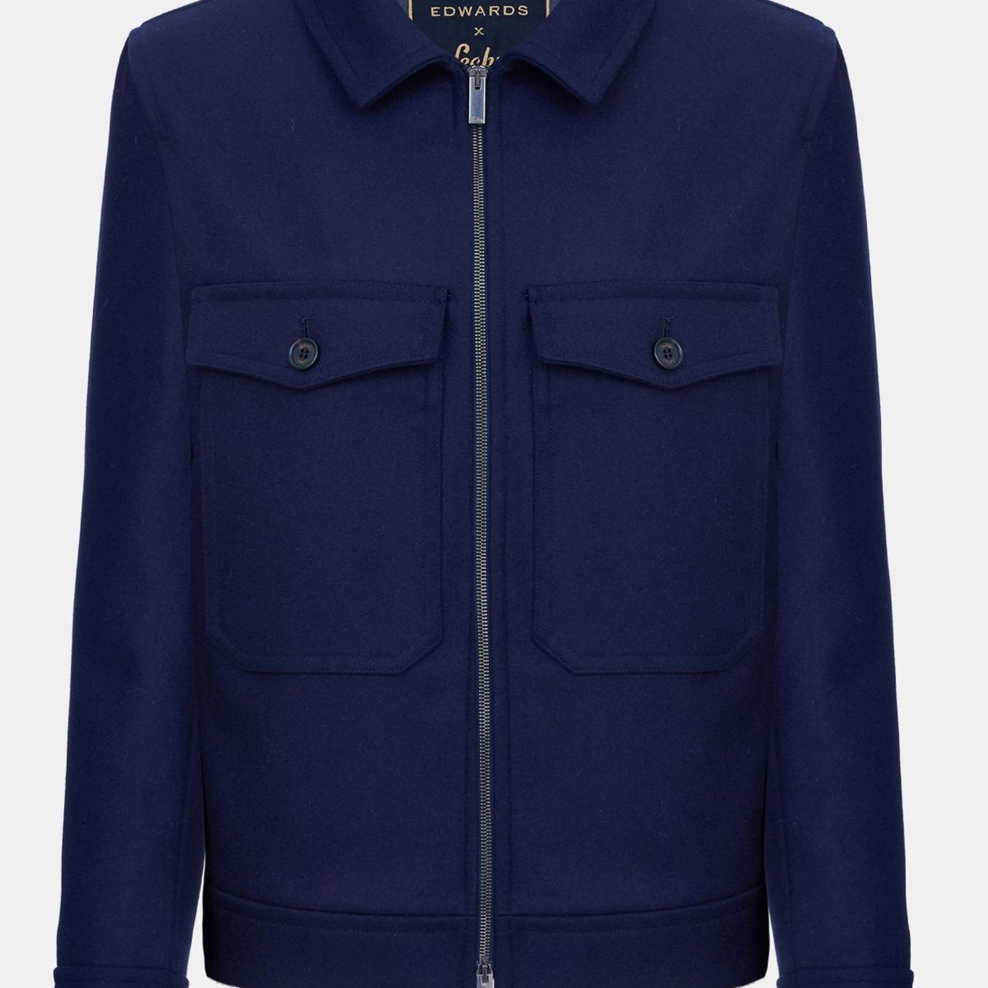 Erkek Lacivert Yün Cep Detaylı Mont