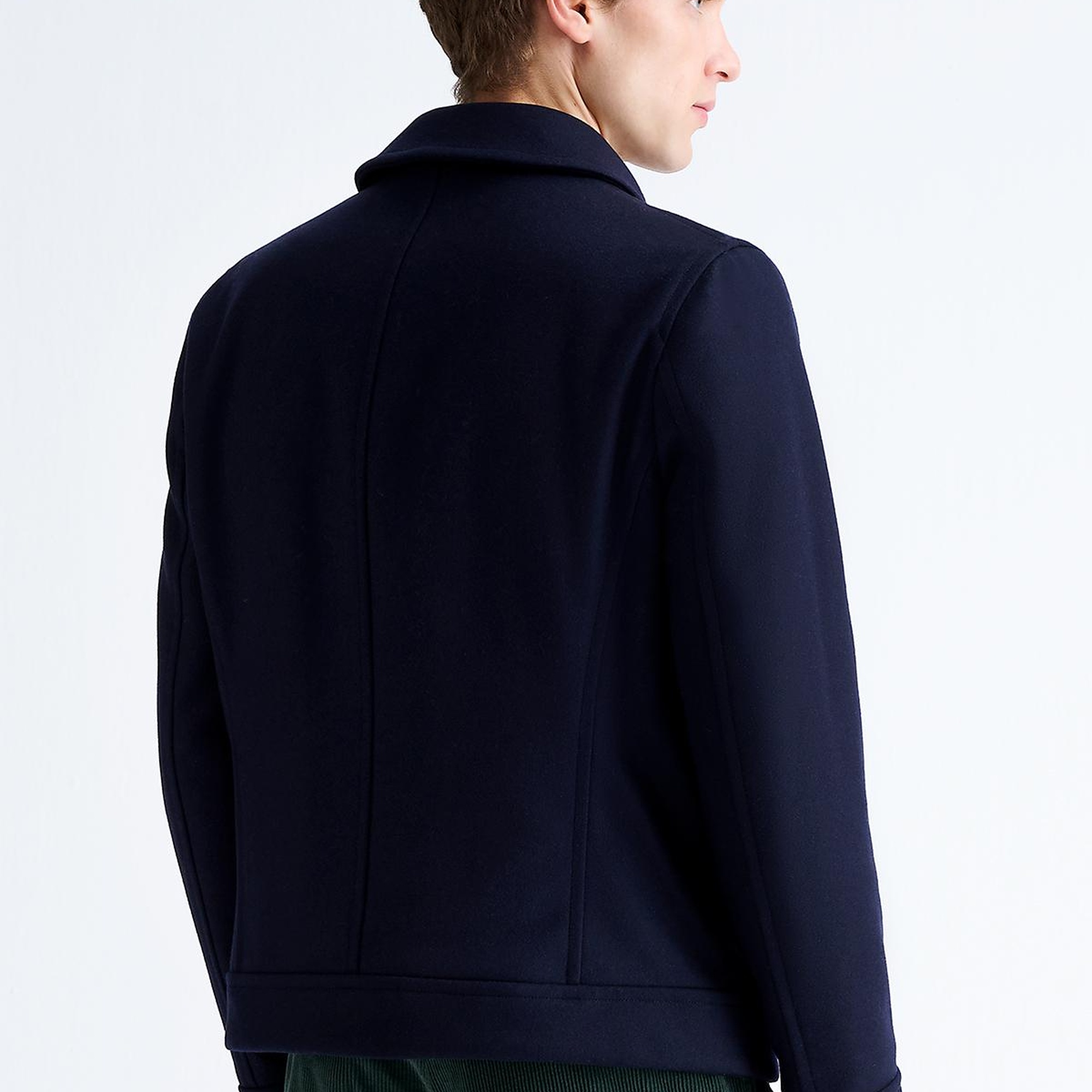 Erkek Lacivert Yün Cep Detaylı Mont