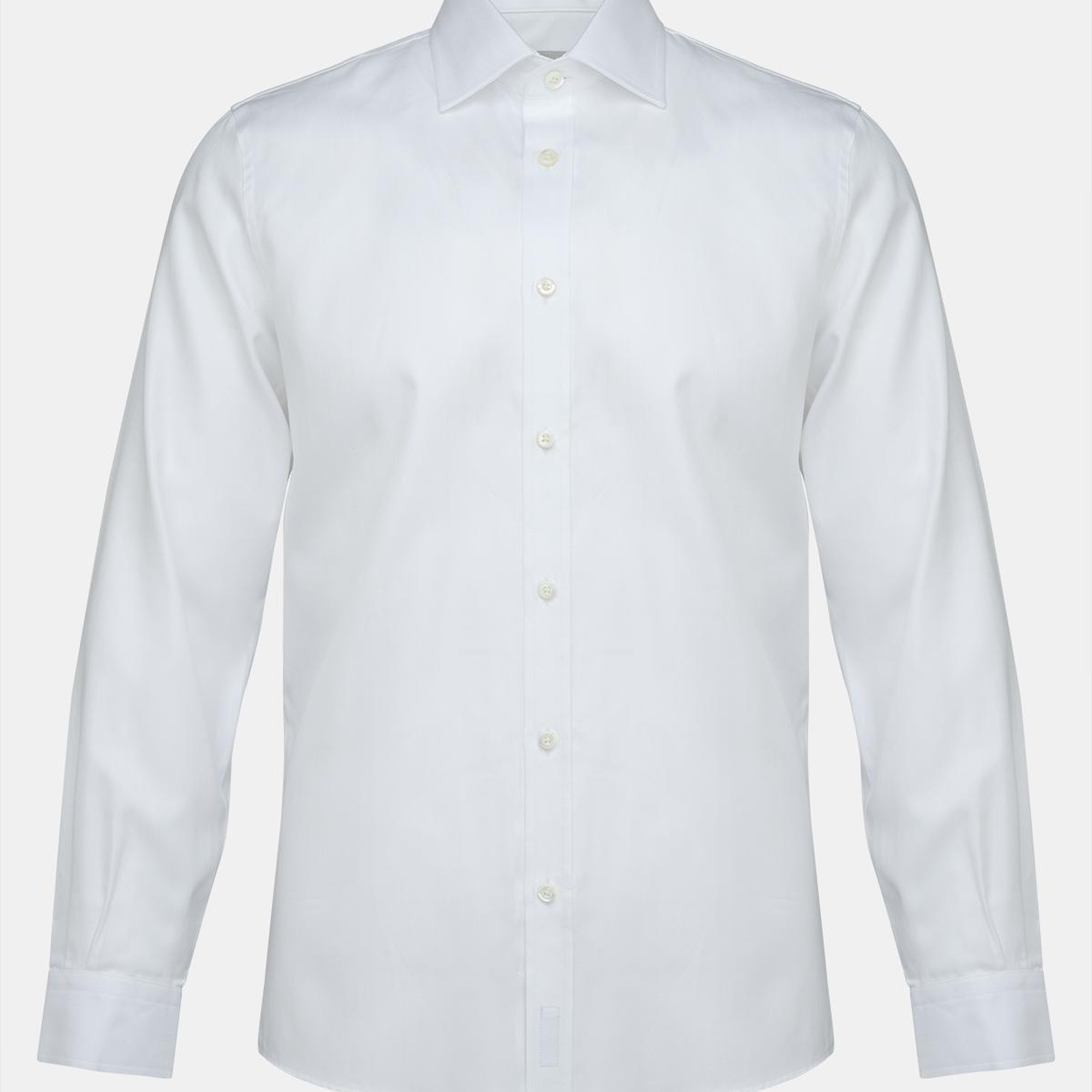 Erkek Beyaz Cooper Fit Kravat Yaka Balıksırtı Klasik Gömlek