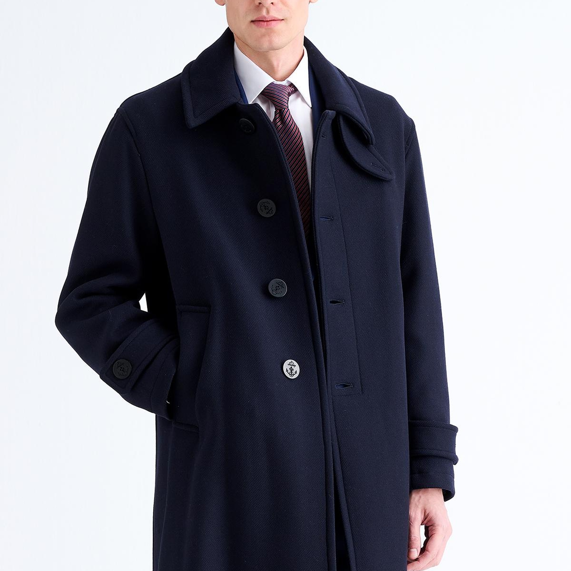 Erkek Lacivert Yün Palto