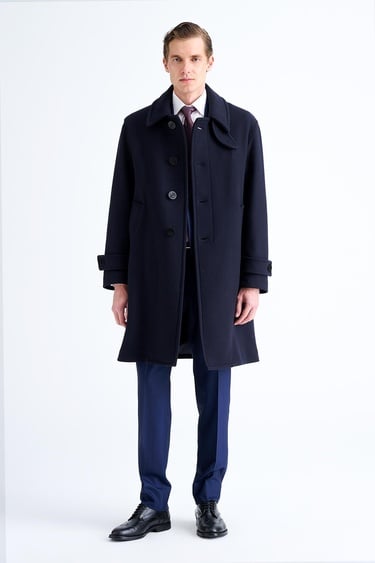  Erkek Lacivert Yün Palto