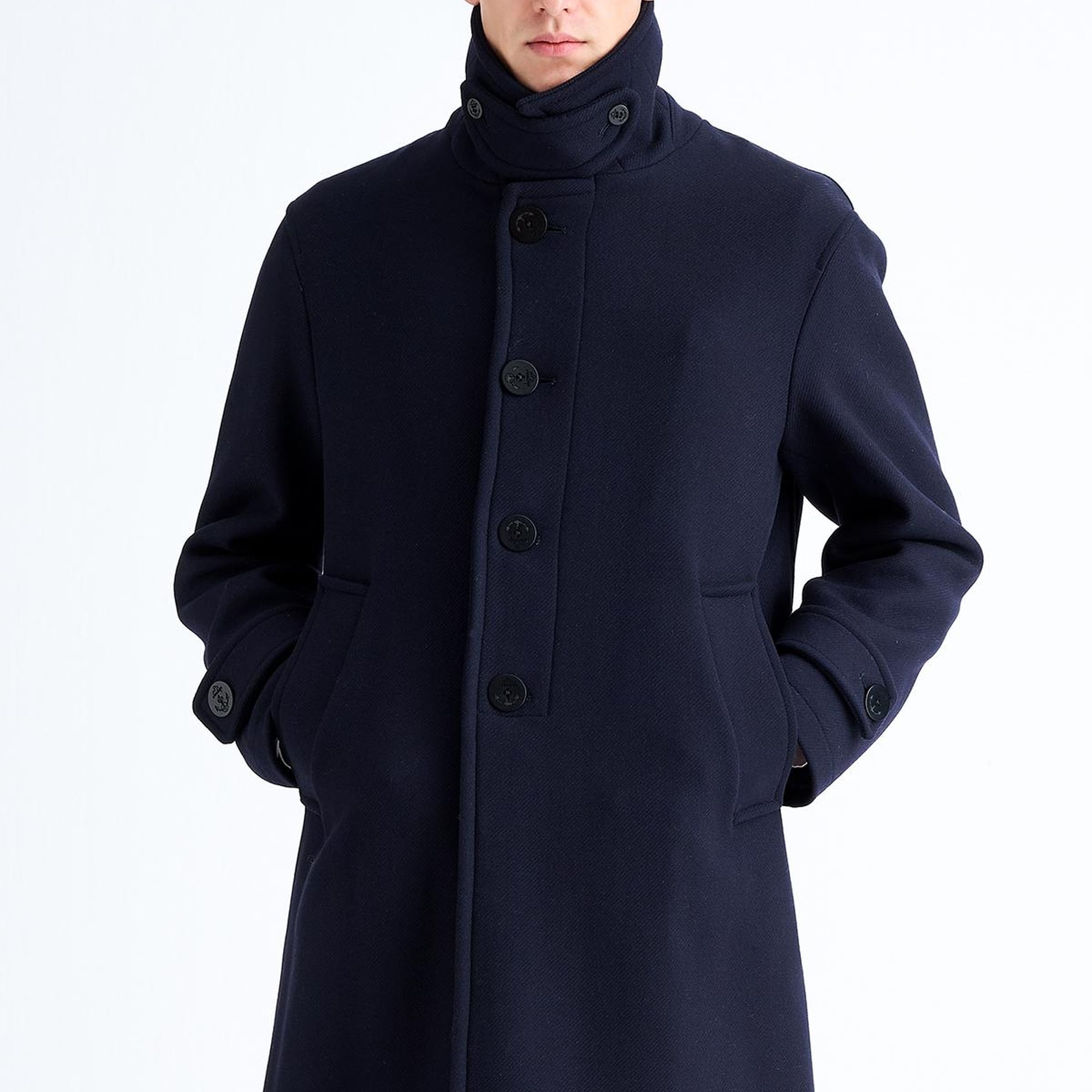 Erkek Lacivert Yün Palto