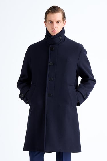  Erkek Lacivert Yün Palto