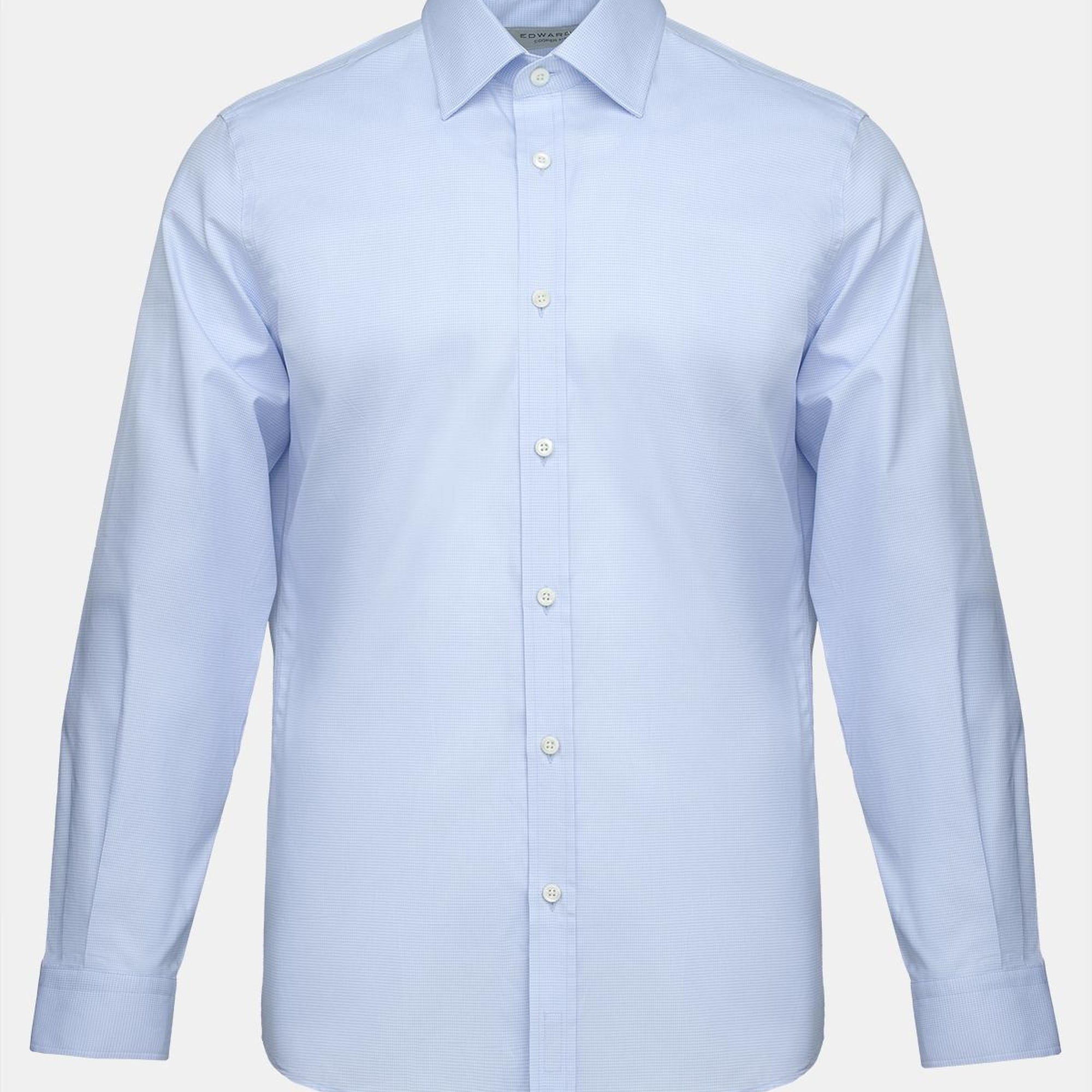 Erkek Mavi Cooper Fit Kravat Yaka Kazayağı Klasik Gömlek