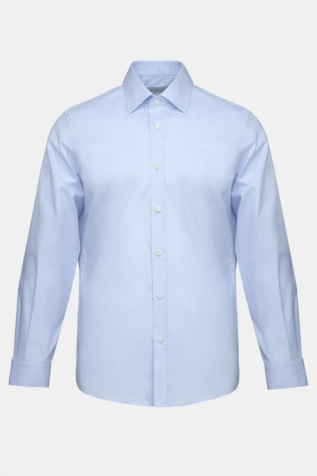  Erkek Mavi Cooper Fit Kravat Yaka Kazayağı Klasik Gömlek