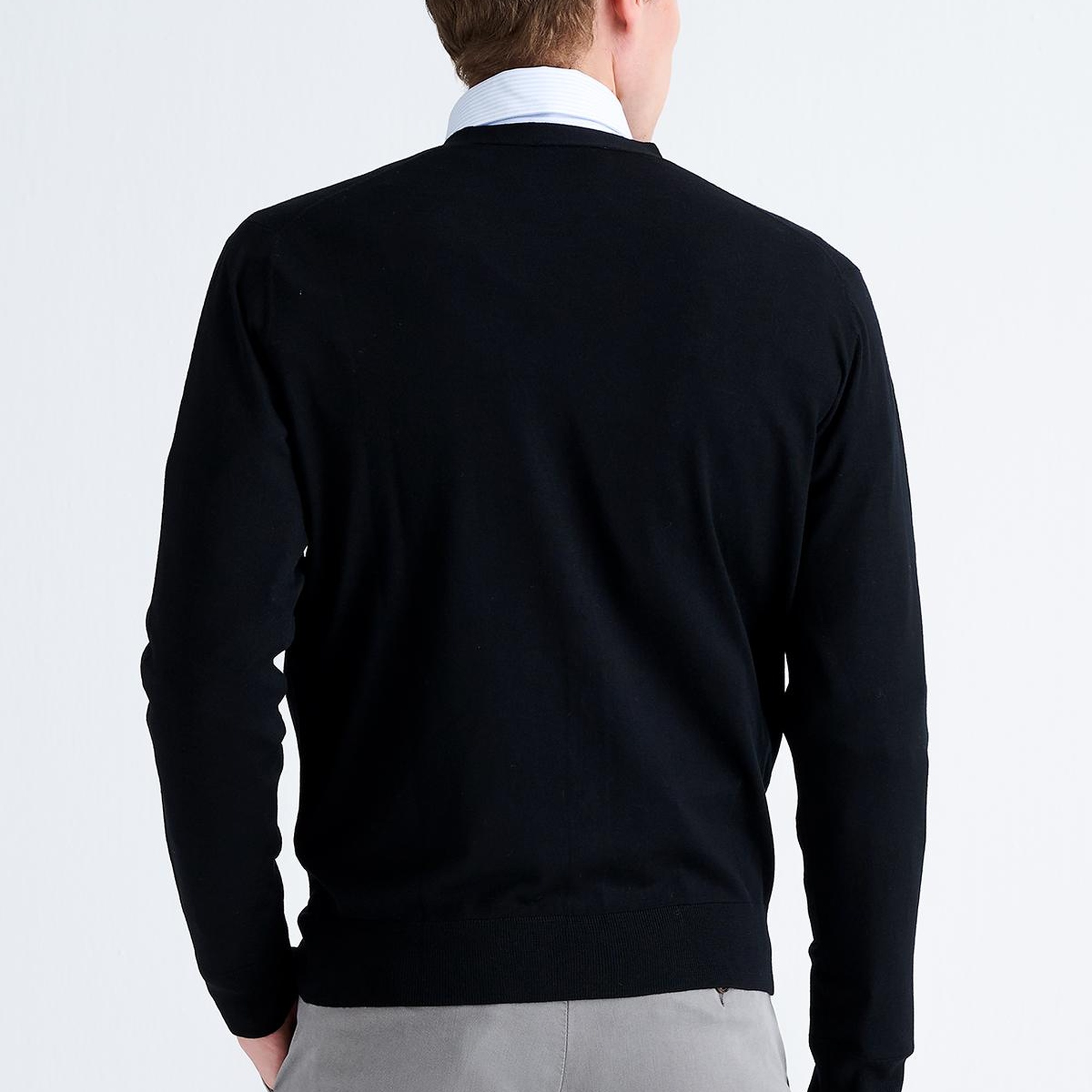 Erkek Siyah Düğmeli Yün Hırka