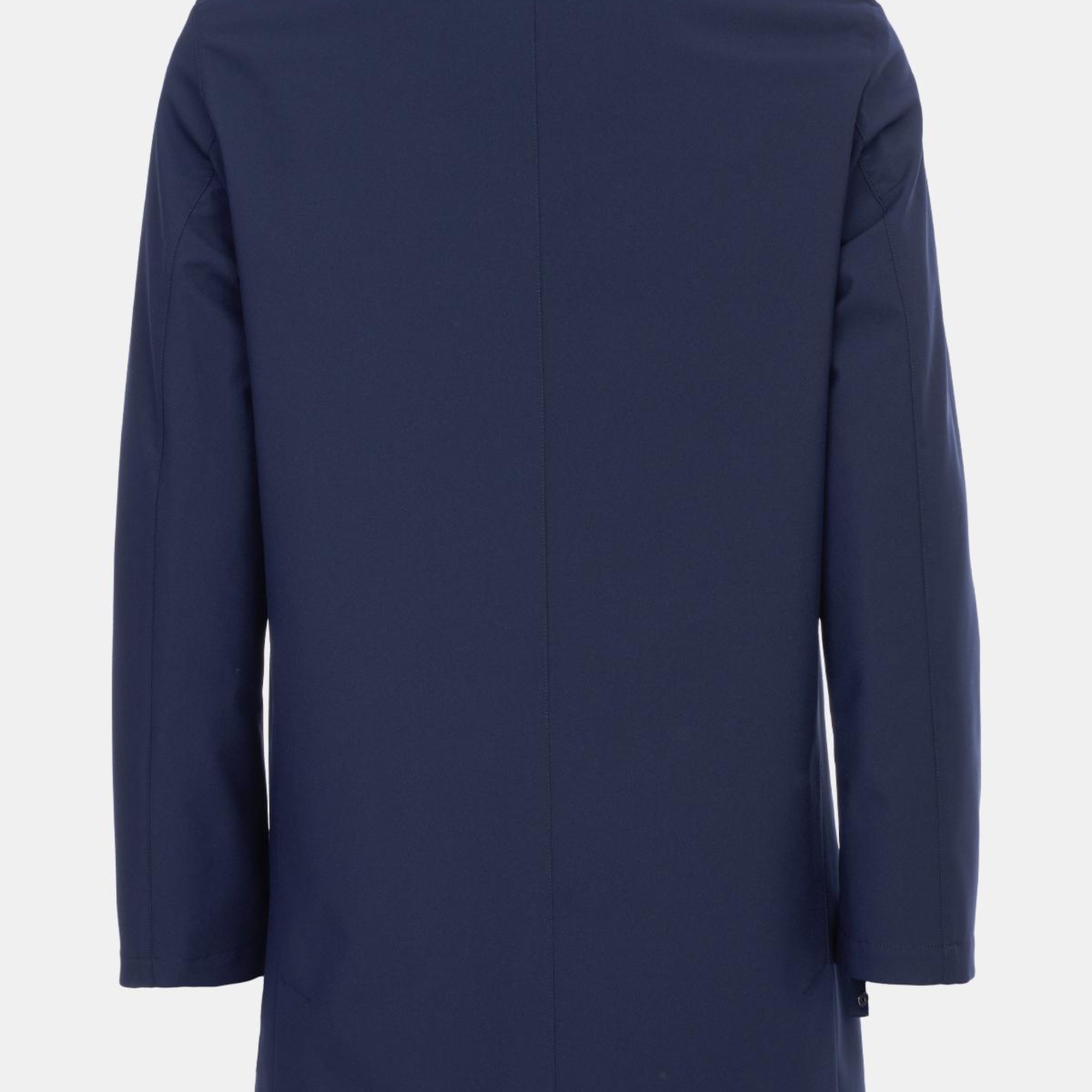 Erkek Lacivert Düğme Kapamalı Teknik Kumaşlı Kaban