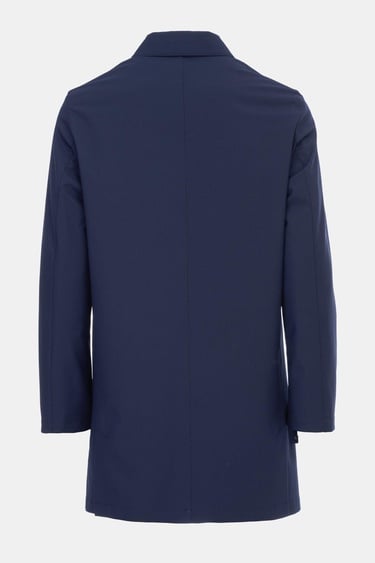  Erkek Lacivert Düğme Kapamalı Teknik Kumaşlı Kaban