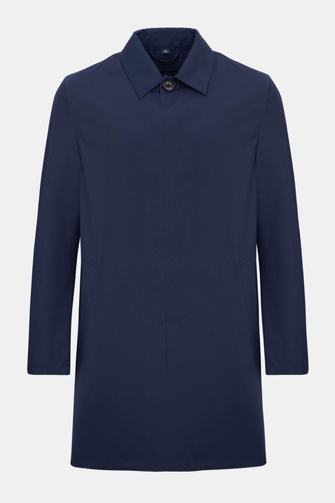  Erkek Lacivert Düğme Kapamalı Teknik Kumaşlı Kaban