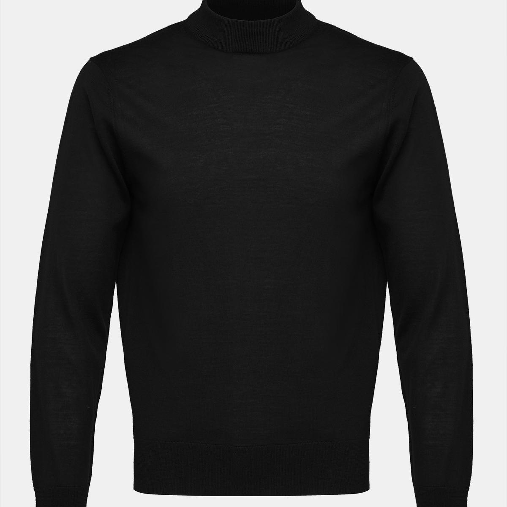 Erkek Siyah Yün Yarım Balıkçı Yaka Kazak