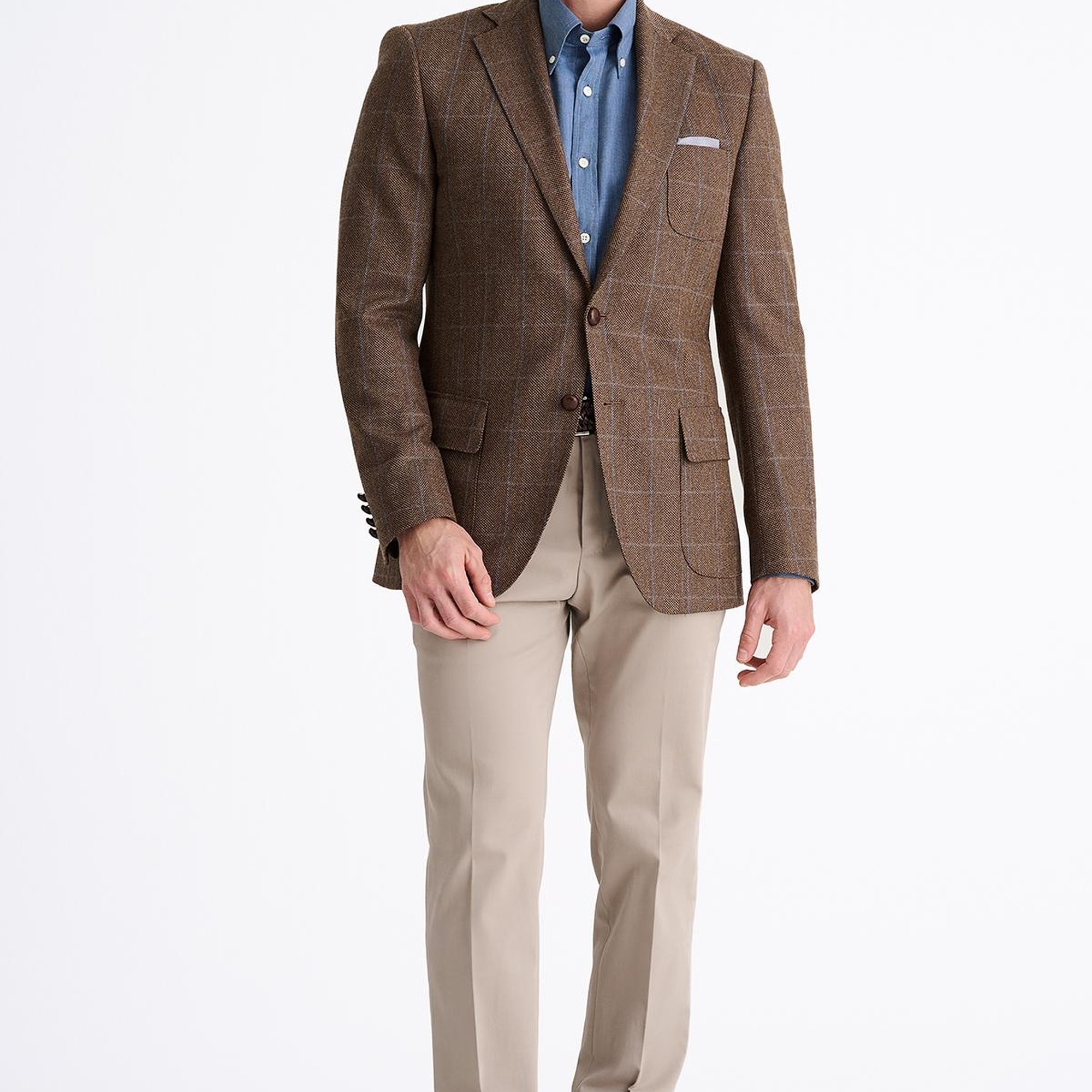 Erkek Kahverengi Yün Kaşmir Karışımlı Delfino Spor Ceket