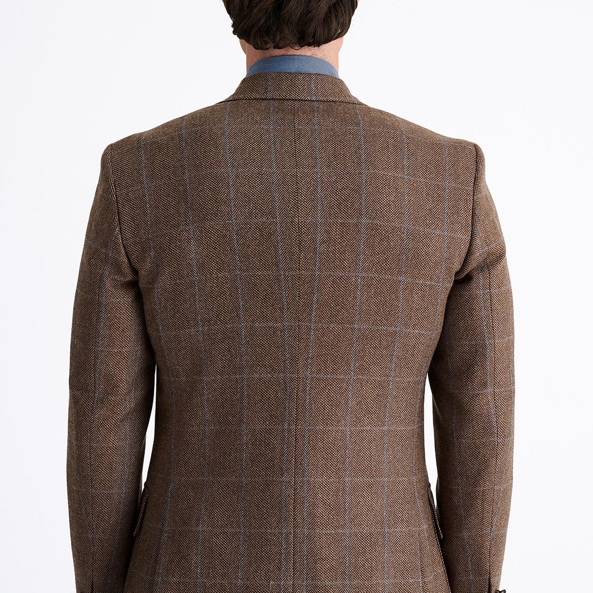 Erkek Kahverengi Yün Kaşmir Karışımlı Delfino Spor Ceket