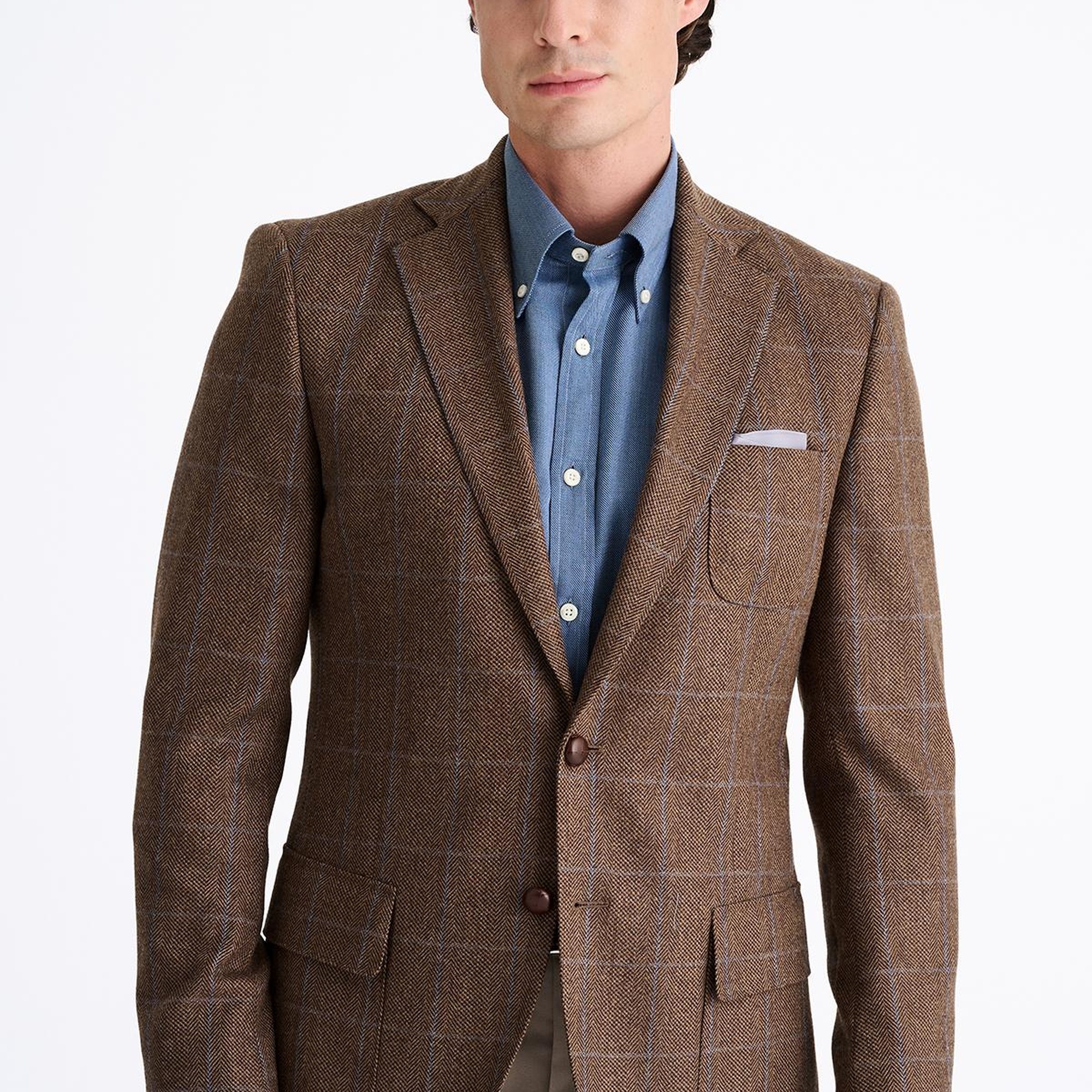 Erkek Kahverengi Yün Kaşmir Karışımlı Delfino Spor Ceket