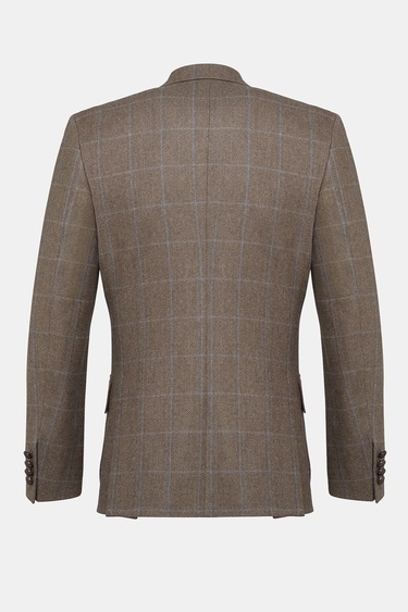  Erkek Kahverengi Yün Kaşmir Karışımlı Delfino Spor Ceket