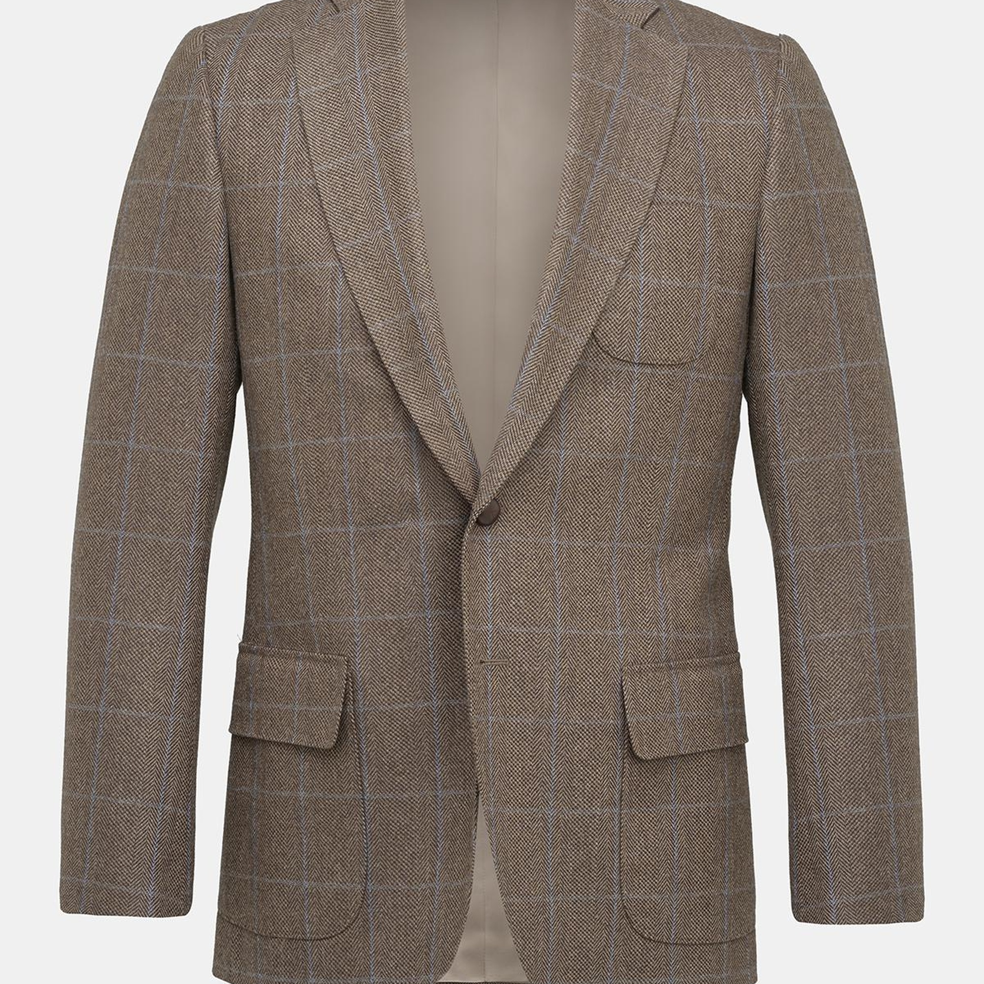 Erkek Kahverengi Yün Kaşmir Karışımlı Delfino Spor Ceket