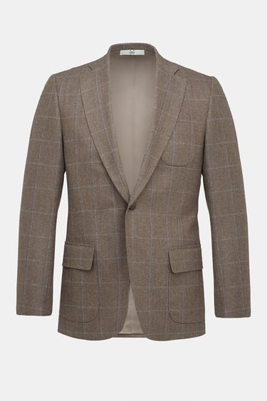  Erkek Kahverengi Yün Kaşmir Karışımlı Delfino Spor Ceket