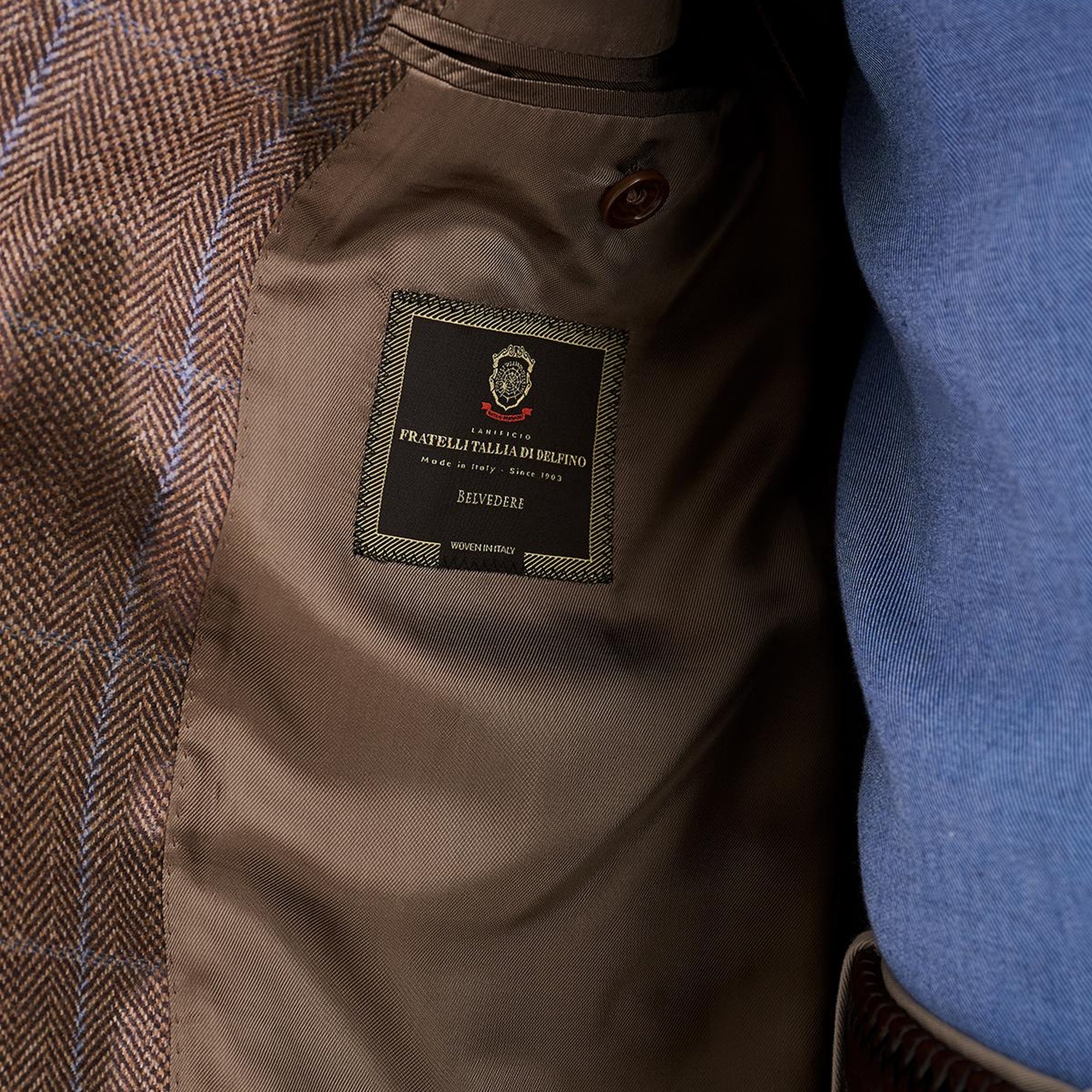 Erkek Kahverengi Yün Kaşmir Karışımlı Delfino Spor Ceket