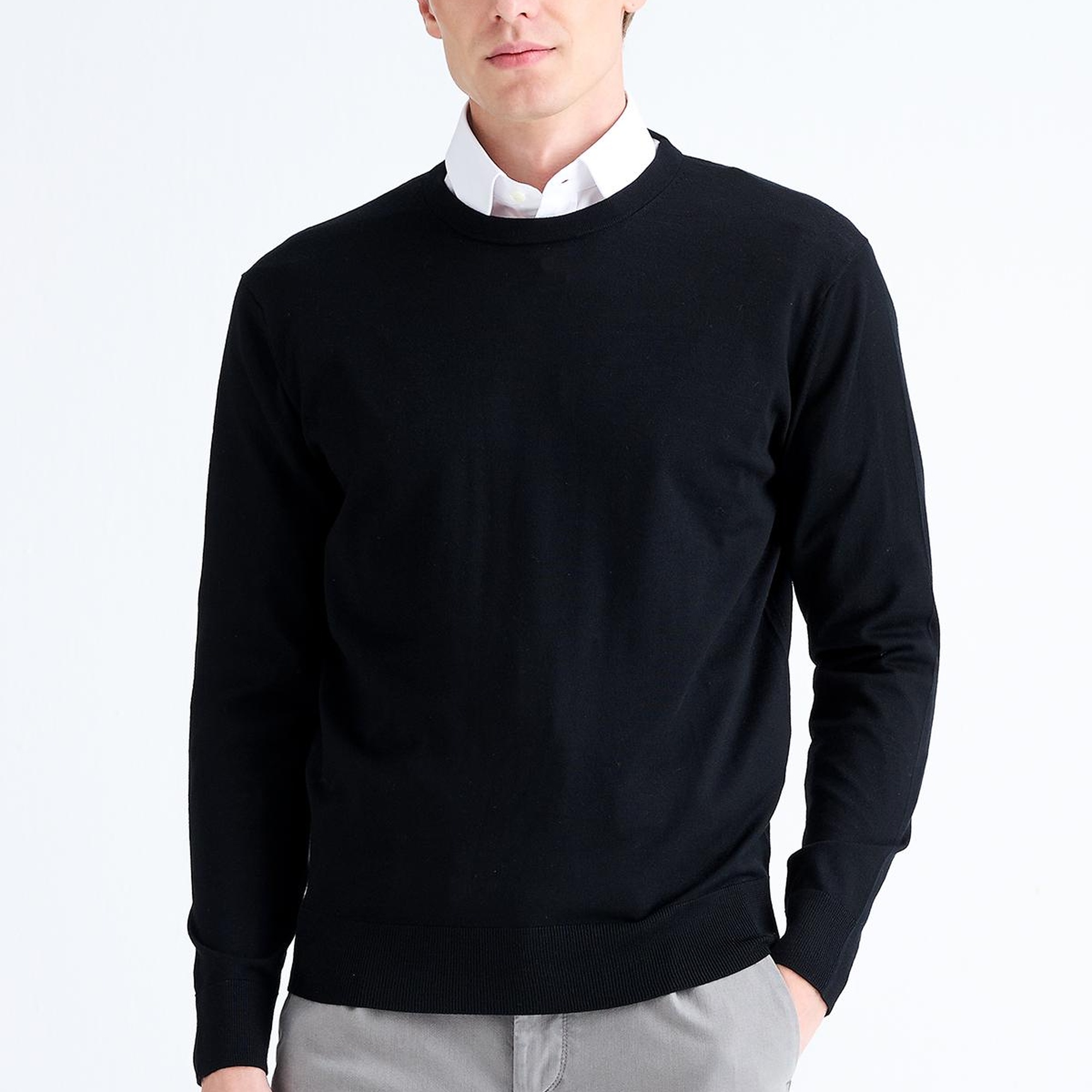 Erkek Siyah Bisiklet Yaka Yün Kazak