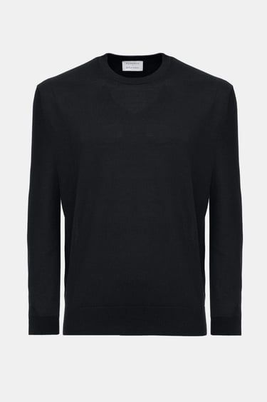  Erkek Siyah Bisiklet Yaka Yün Kazak