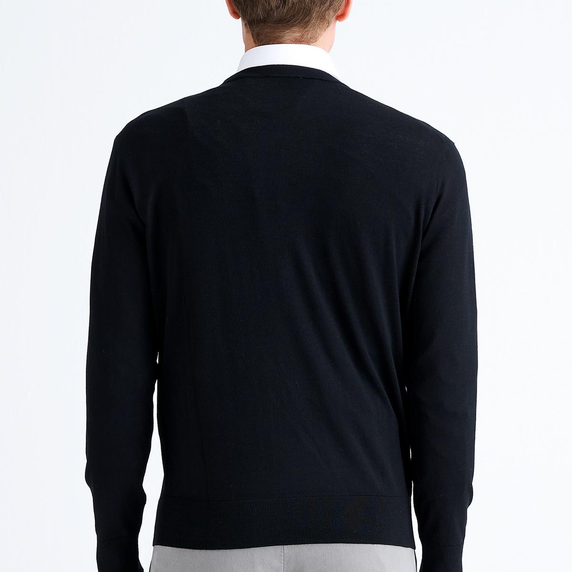 Erkek Siyah Bisiklet Yaka Yün Kazak