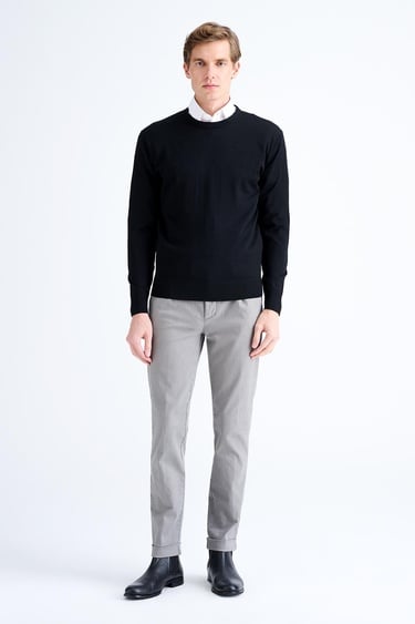  Erkek Siyah Bisiklet Yaka Yün Kazak